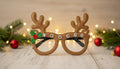 Brown Glitter Reindeer Glasses