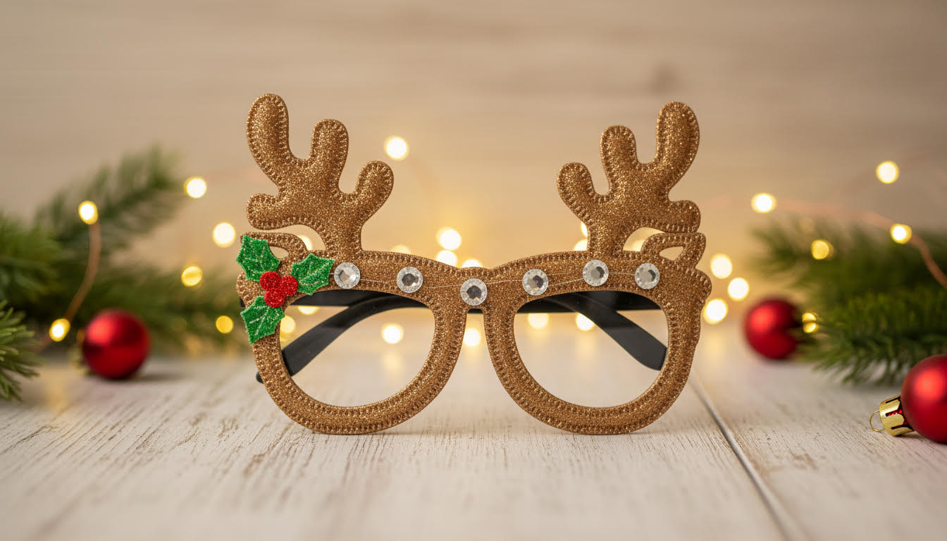 Brown Glitter Reindeer Glasses