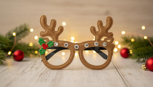 Brown Glitter Reindeer Glasses
