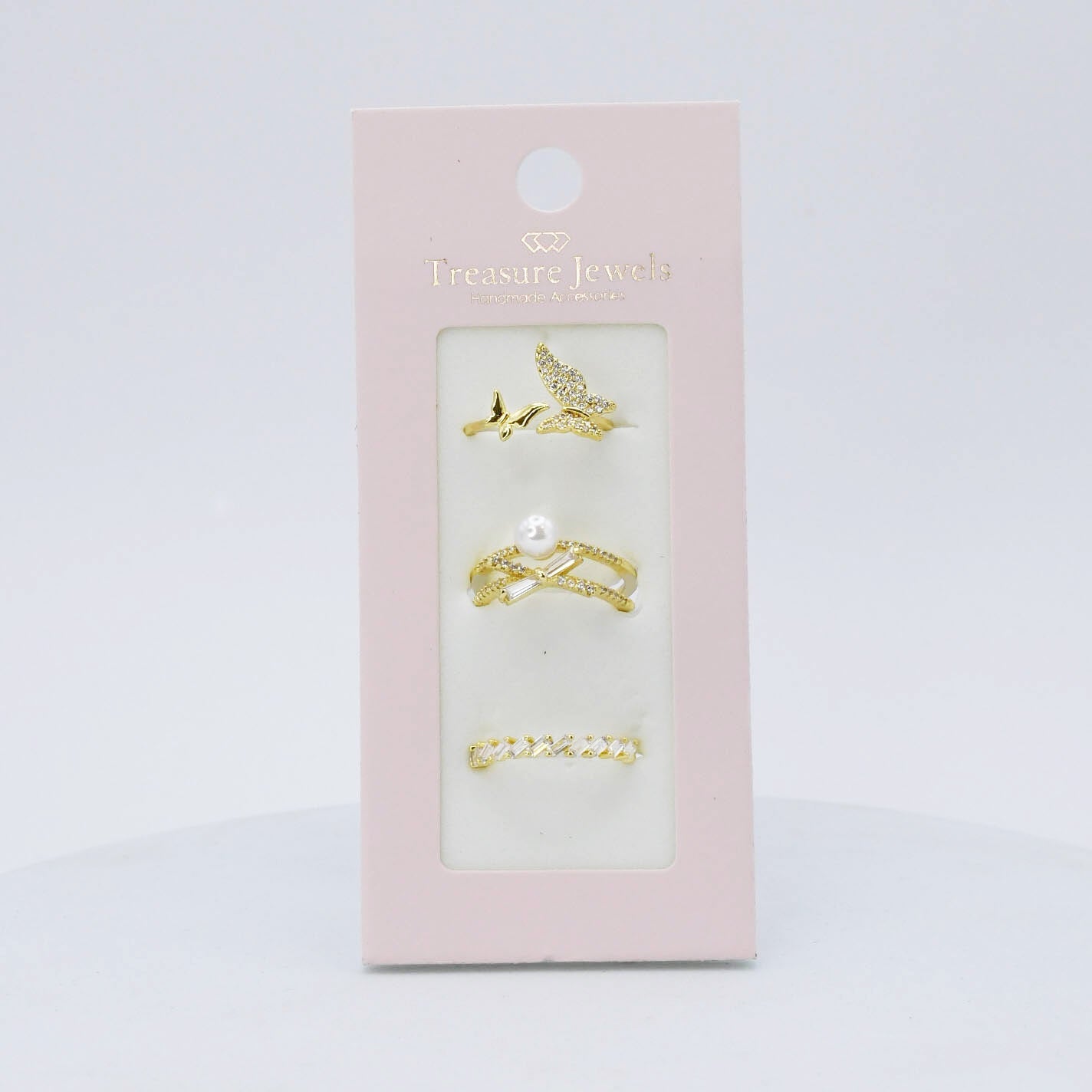 Butterfly Pearl Ring Set
