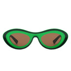 Alba - Oval Retro Round Tinted Fashion Cat Eye Sunglasses