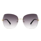 Kineticx - Oversize Rimless Butterfly Shape Tinted Rhinestone Fashion Sunglasses