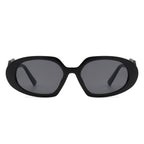Glittera - Rectangle Retro Oval Chic Round Lens Leaf Design Fashion Sunglasses