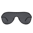 Evanesce - Oversize Rhinestone Design Fashion Women Aviator Sunglasses