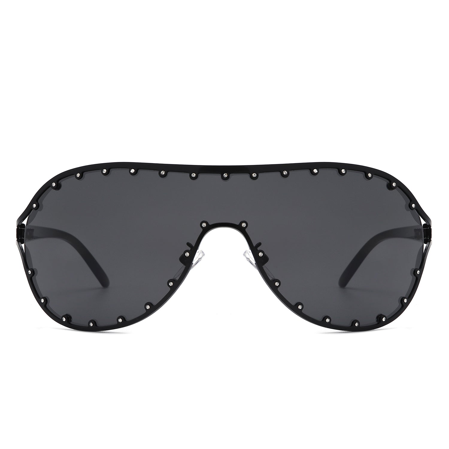 Evanesce - Oversize Rhinestone Design Fashion Women Aviator Sunglasses