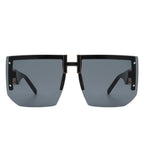 Kaelor - Square Oversized Flat Top Gradient Half Frame Sunglasses