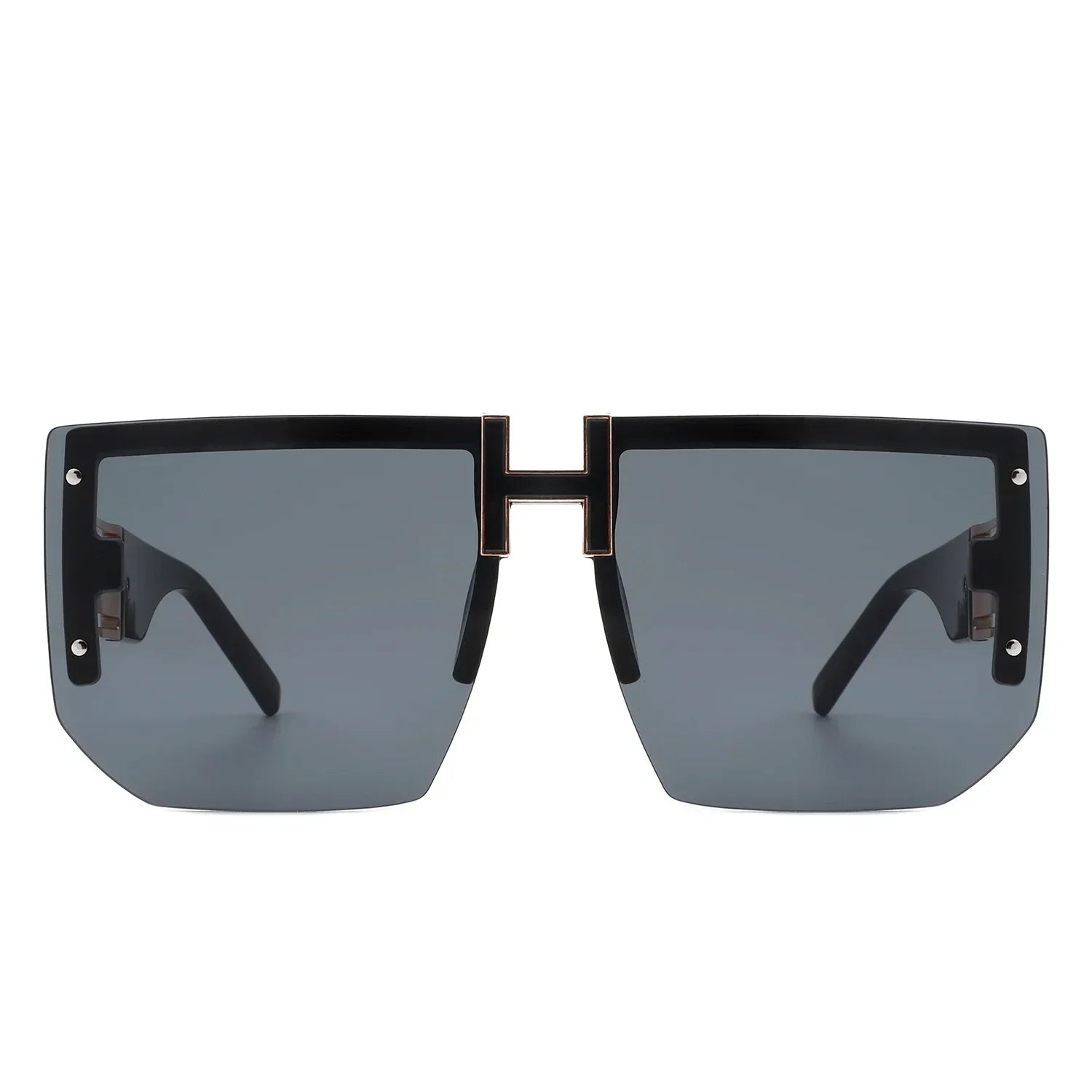 Kaelor - Square Oversized Flat Top Gradient Half Frame Sunglasses