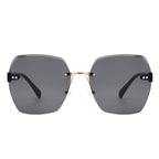 Evernova - Oversize Square Geometric Rimless Tinted Fashion Sunglasses