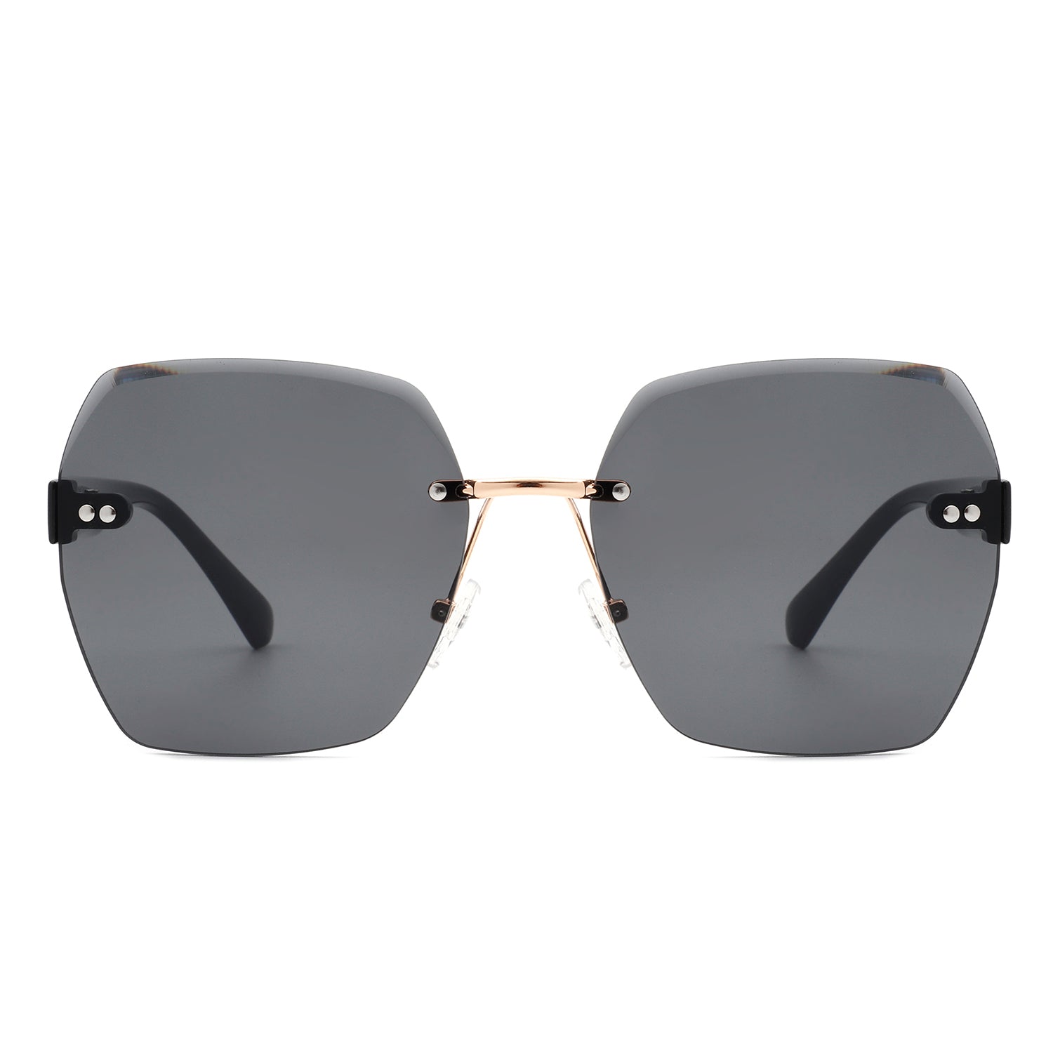 Evernova - Oversize Square Geometric Rimless Tinted Fashion Sunglasses