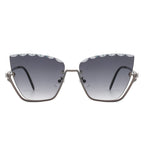 Starfire - Half Frame Square Irregular Tinted Fashion Cat Eye Sunglasses