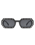 Whisp - Square Retro Rhinestone Tinted Geometric Fashion Sunglasses