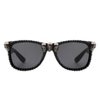Myralis - Classic Horn Rim Rhinestone Gothic Skull Square Sunglasses