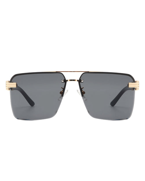 Blip - Retro Tinted Rimless Brow-Bar Fashion Square Sunglasses
