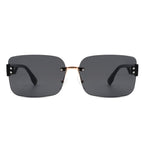 Dreamsea - Rectangle Classic Rimless Square Retro Tinted Fashion Sunglasses