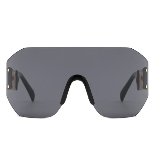 Brio - Oversized Bold Square Retro Rimless Sunglasses