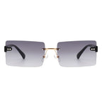 Jadesoul - Rectangle Retro Rimless Tinted Fashion Vintage Square Sunglasses