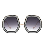 Xanadawn - Women Round Irregular Geometric Glitter Fashion Sunglasses