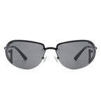 Oceandew - Retro Rimless Oval Tinted Fashion Round Sunglasses
