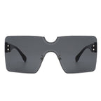 Yellowyx - Square Rimless Oversize Flat Top Retro Frameless Sunglasses
