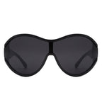 Gwyneth - Oversize Oval Retro Circle Fashion Curved Round Sunglasses