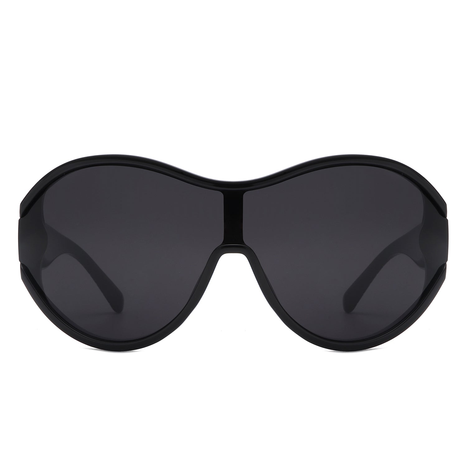 Gwyneth - Oversize Oval Retro Circle Fashion Curved Round Sunglasses