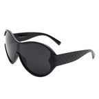 Gwyneth - Oversize Oval Retro Circle Fashion Curved Round Sunglasses