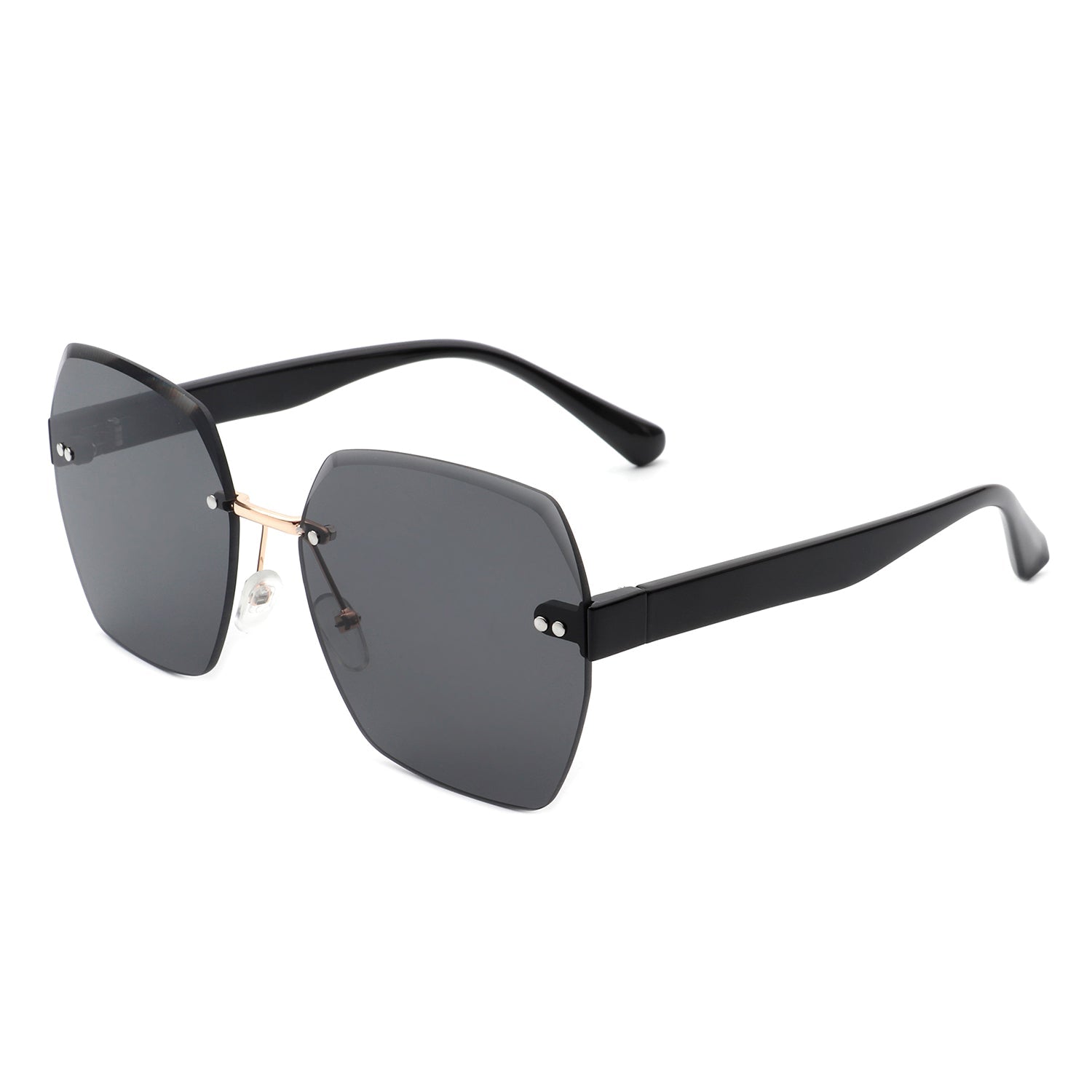 Evernova - Oversize Square Geometric Rimless Tinted Fashion Sunglasses