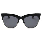 HENRIETTA | Women Half Frame Round Cat Eye Sunglasses