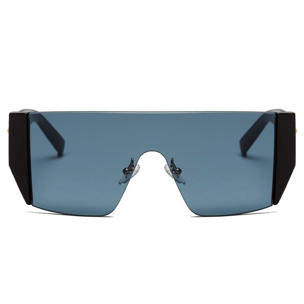 MABLETON | Women Retro Flat Top Lens Square Shield Wrap Around Sunglasses