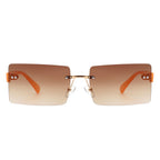 Jadesoul - Rectangle Retro Rimless Tinted Fashion Vintage Square Sunglasses