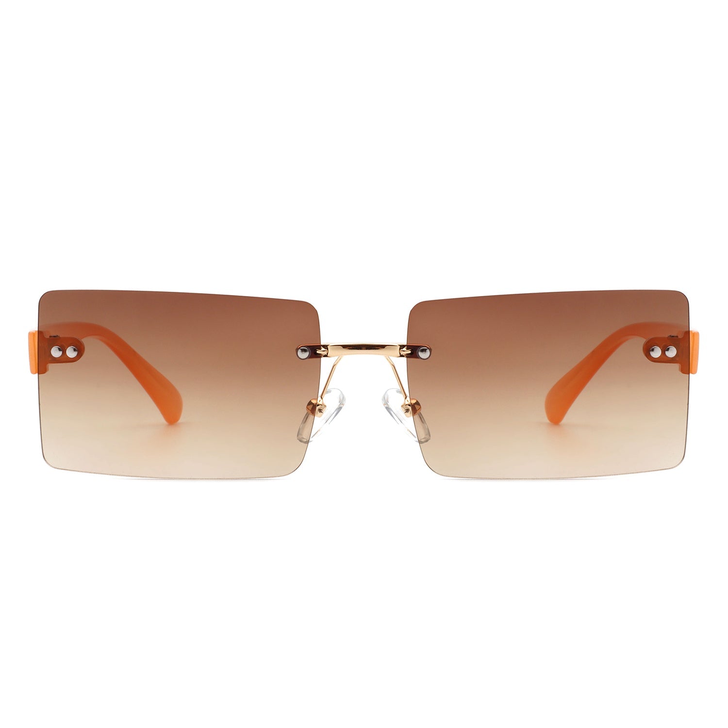 Jadesoul - Rectangle Retro Rimless Tinted Fashion Vintage Square Sunglasses