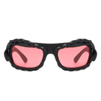 Riff - Rectangle Irregular Twisted Thick Frame Futuristic Sunglasses