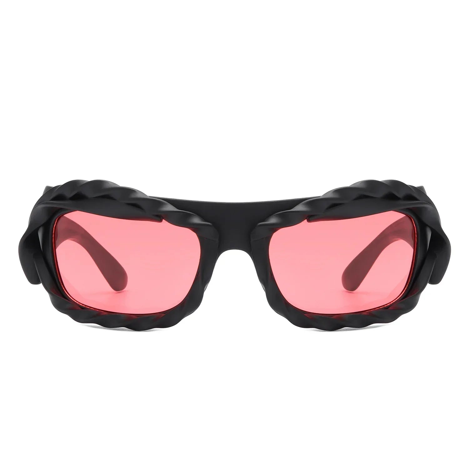 Riff - Rectangle Irregular Twisted Thick Frame Futuristic Sunglasses