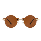 Crescent - Circle Retro Round Rimless Fashion Tinted Vintage Sunglasses