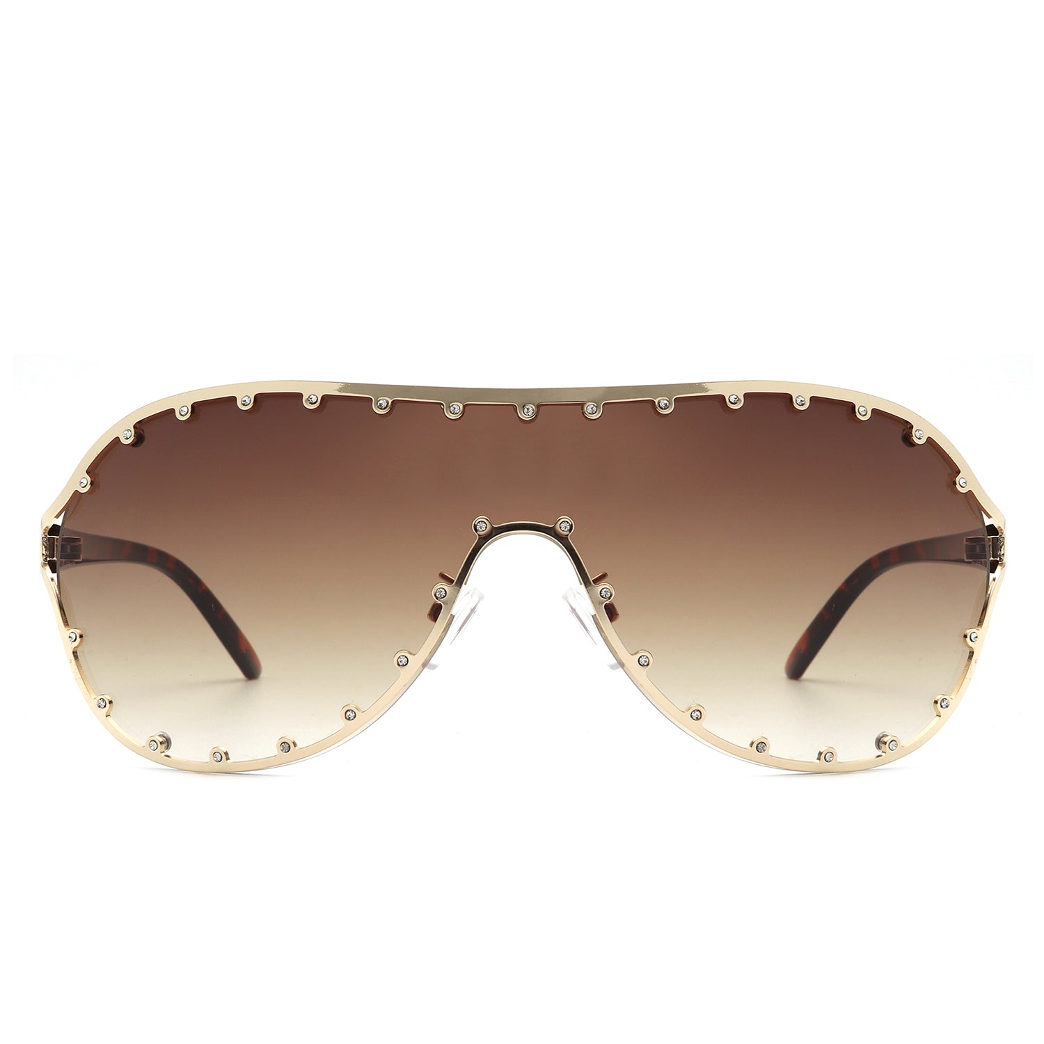 Evanesce - Oversize Rhinestone Design Fashion Women Aviator Sunglasses