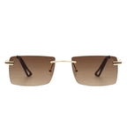 Vibrante - Rectangle Rimless Retro Tinted Fashion Flat top Sunglasses