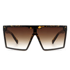 Vitalize - Oversize Retro Square Flat Top Tinted Fashion Women Sunglasses