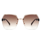 Evernova - Oversize Square Geometric Rimless Tinted Fashion Sunglasses