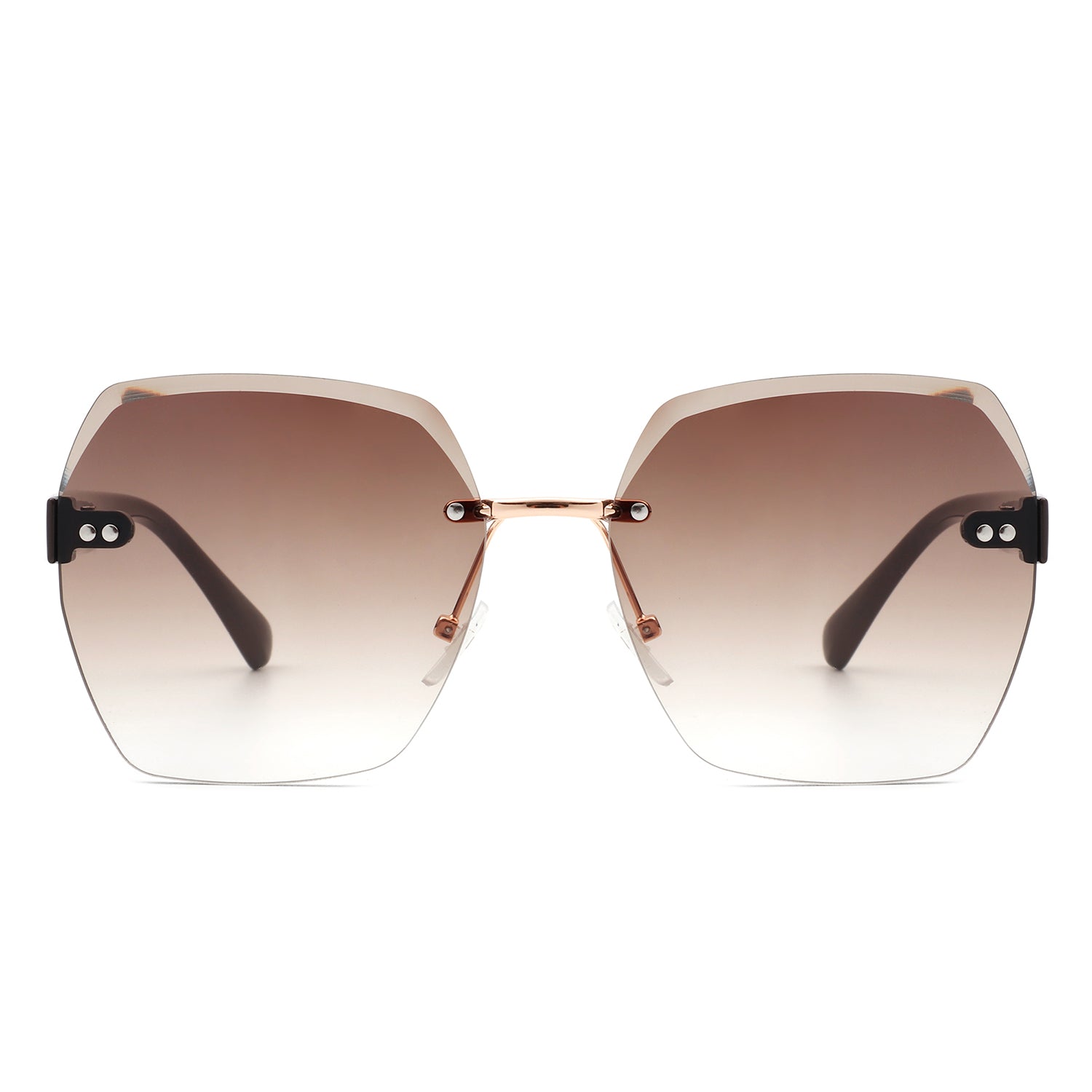 Evernova - Oversize Square Geometric Rimless Tinted Fashion Sunglasses