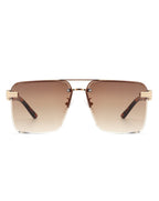 Blip - Retro Tinted Rimless Brow-Bar Fashion Square Sunglasses