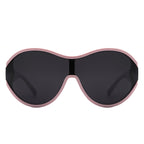 Gwyneth - Oversize Oval Retro Circle Fashion Curved Round Sunglasses