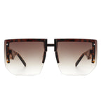 Kaelor - Square Oversized Flat Top Gradient Half Frame Sunglasses