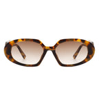 Glittera - Rectangle Retro Oval Chic Round Lens Leaf Design Fashion Sunglasses
