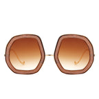 Xanadawn - Women Round Irregular Geometric Glitter Fashion Sunglasses