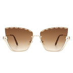 Starfire - Half Frame Square Irregular Tinted Fashion Cat Eye Sunglasses