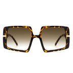 Jasmoria - Oversize Square Geometric Irregular Flat Top Women Sunglasses