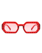 Whisp - Square Retro Rhinestone Tinted Geometric Fashion Sunglasses