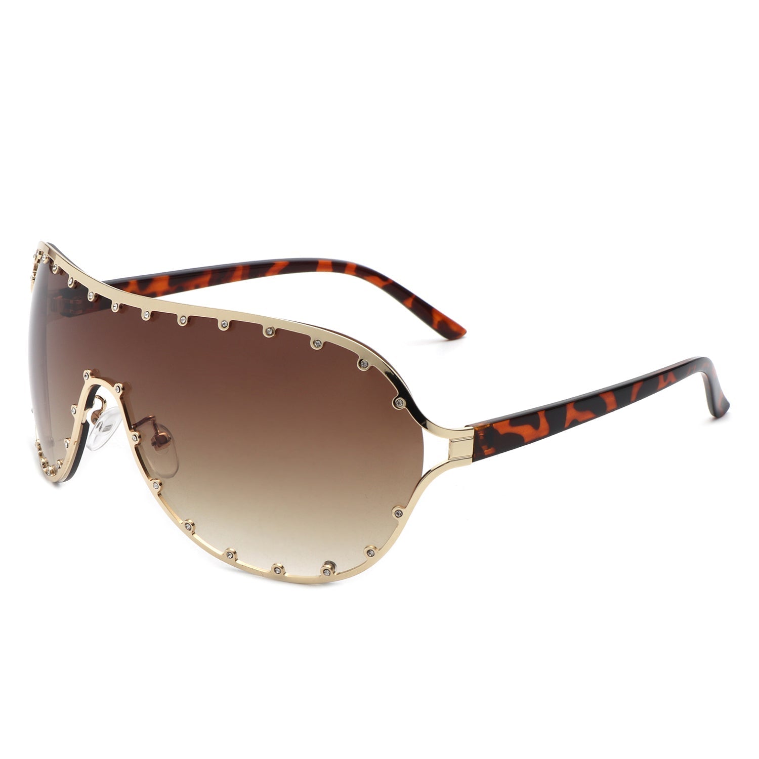 Evanesce - Oversize Rhinestone Design Fashion Women Aviator Sunglasses