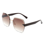Evernova - Oversize Square Geometric Rimless Tinted Fashion Sunglasses