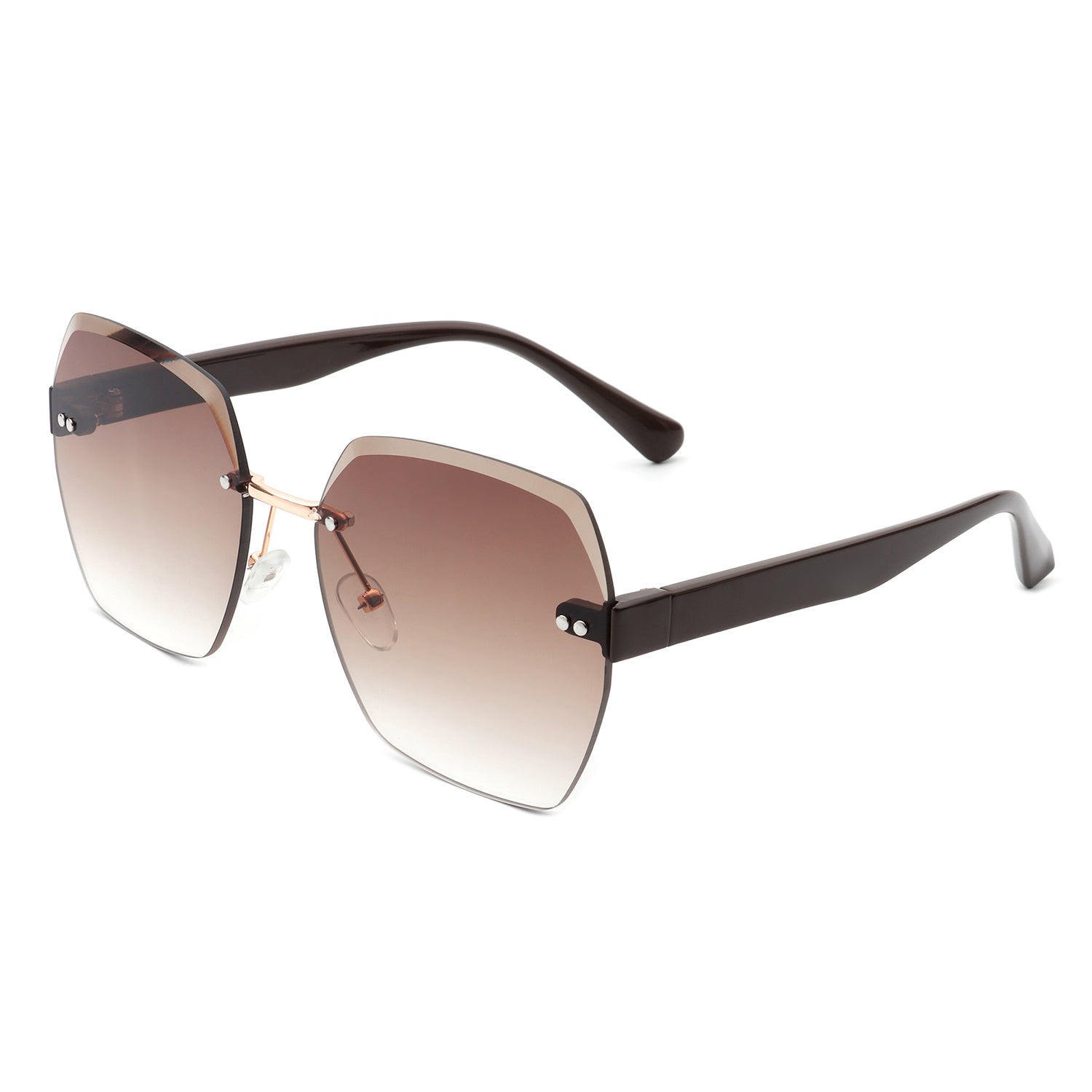 Evernova - Oversize Square Geometric Rimless Tinted Fashion Sunglasses